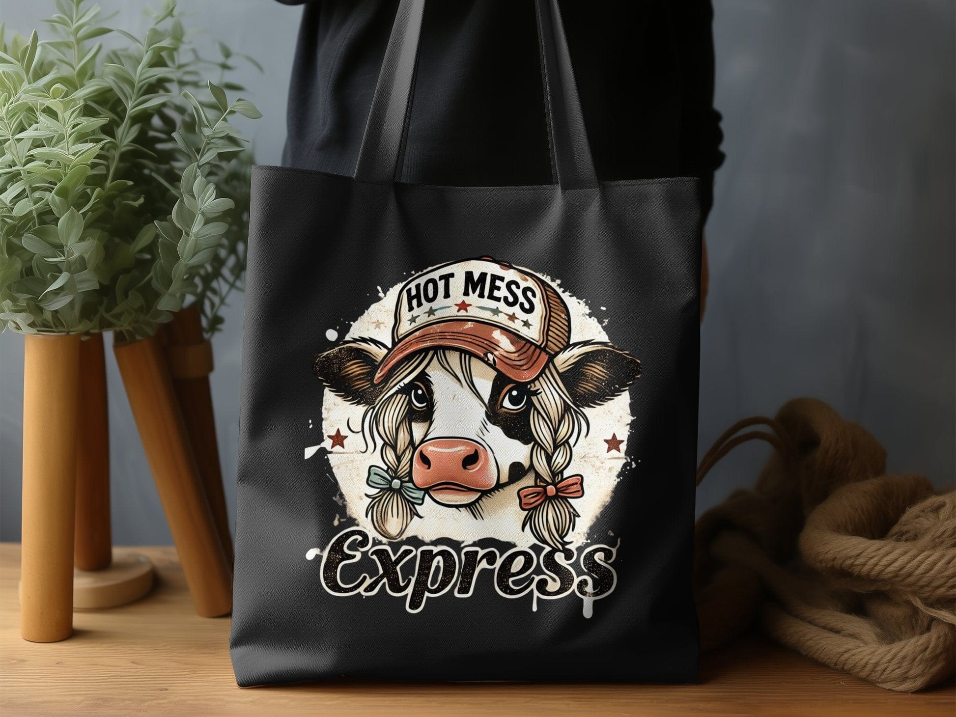 Hot Mess Express Cow Wearing Cap Design Bag product