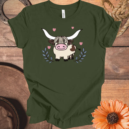 Adorable Highland Cow with Hearts Graphic T-Shirt product
