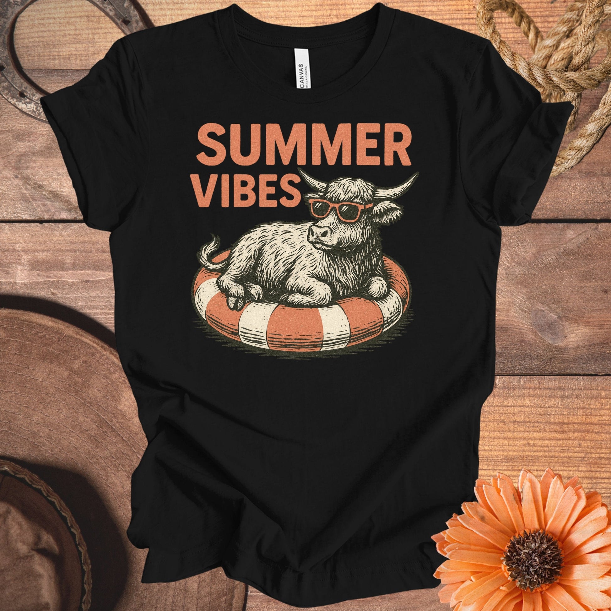 Summer Vibes Highland Cow Graphic T-Shirt product type
