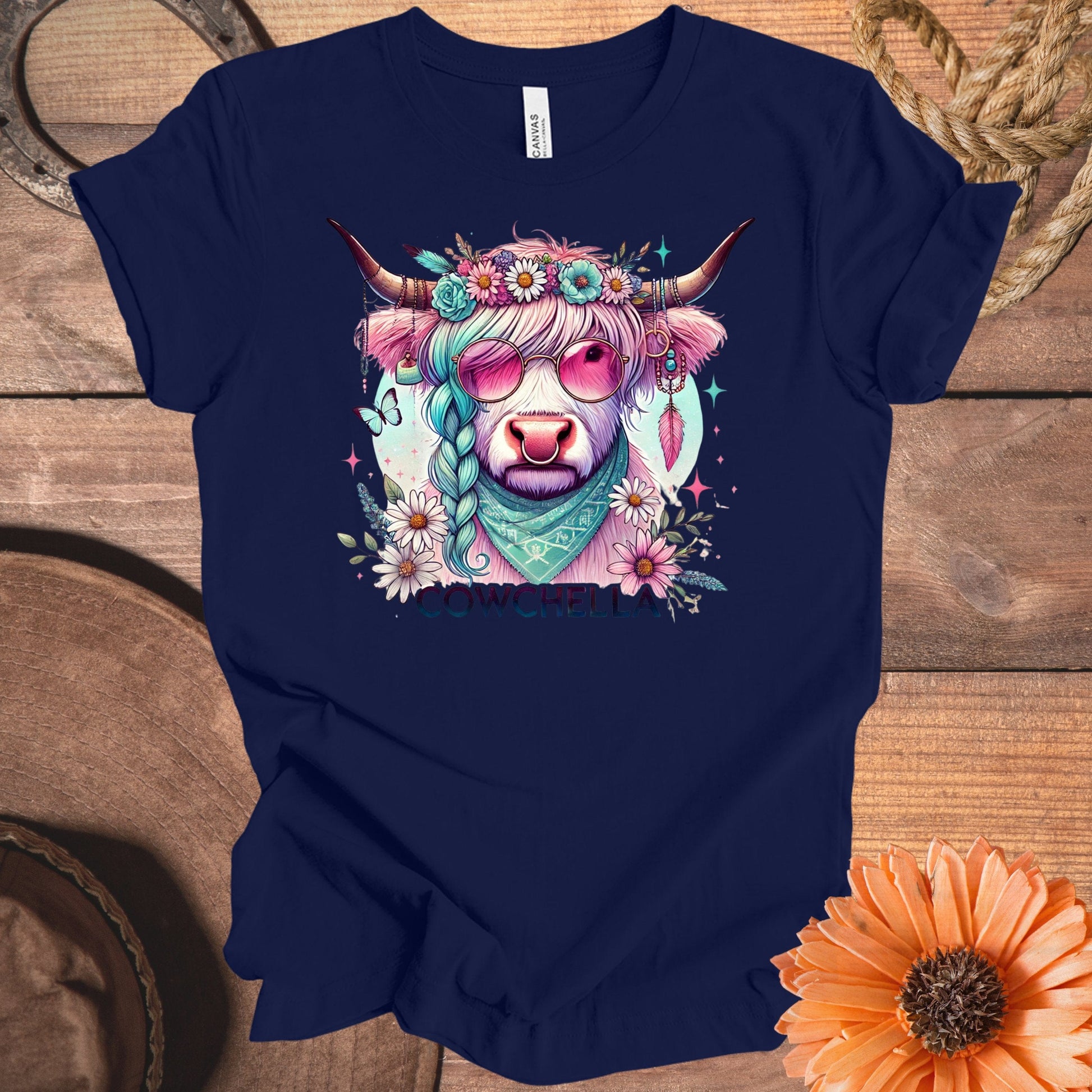 Cool Hippie Cow with Sunglasses Graphic TShirt product type