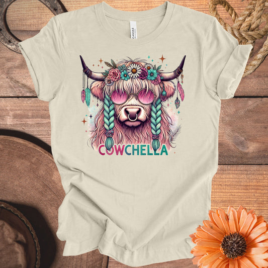 Trendy Cow Print With Floral Headband T-Shirt product