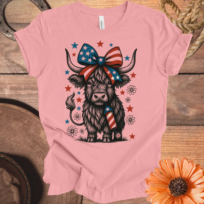 Adorable Patriotic Highland Cow Graphic T-Shirt product