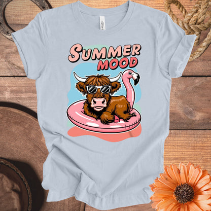Summer Mood Cartoon Cow and Flamingo Graphic Tee product