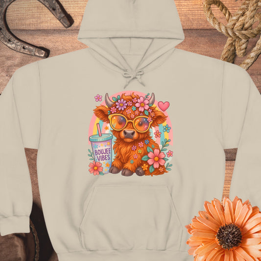 Boujee Vibes Floral Sunglasses Cow Cartoon Hoodie product