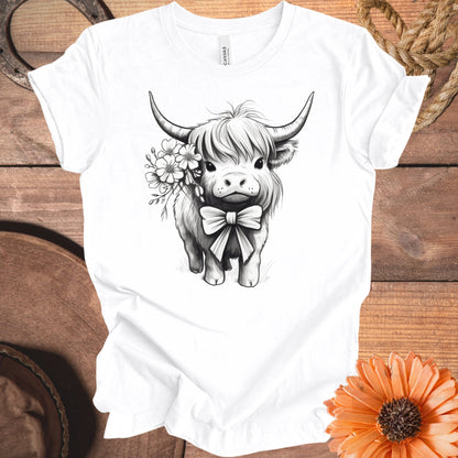 Adorable Highland Cow With Flowers Graphic T-Shirt product