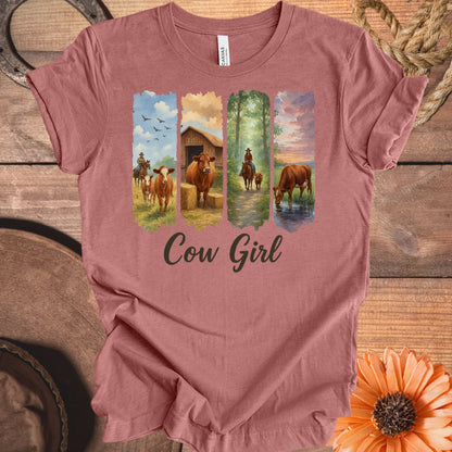 Cow Girl Rustic Country Style Graphic T-Shirt product type