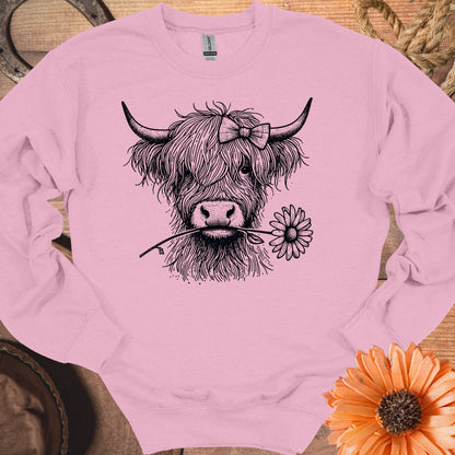 Cute Highland Cow With Flower Sweatshirt product