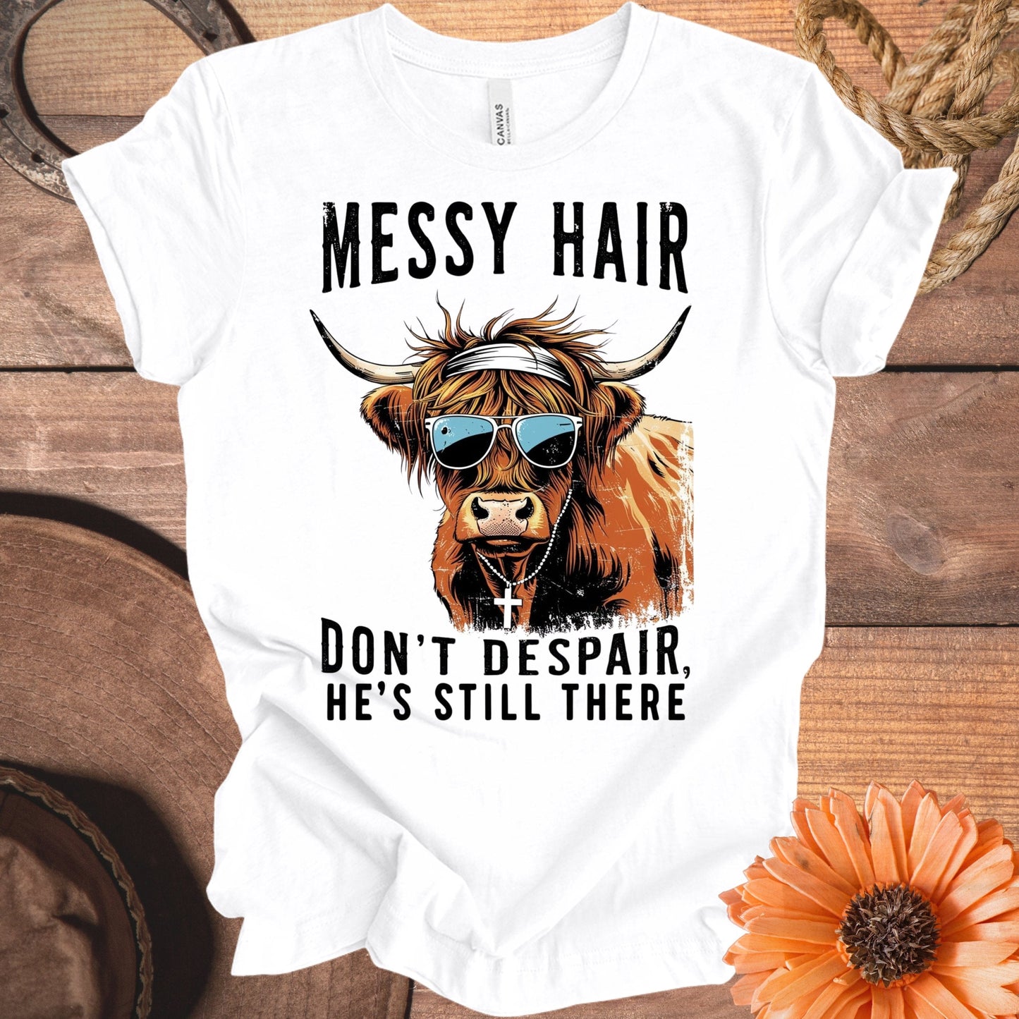 Messy Hair Funny Graphic Tee Shirt Humorous Apparel product type