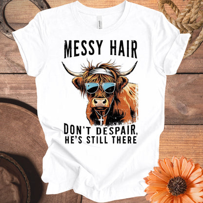 Messy Hair Funny Graphic Tee Shirt Humorous Apparel product type