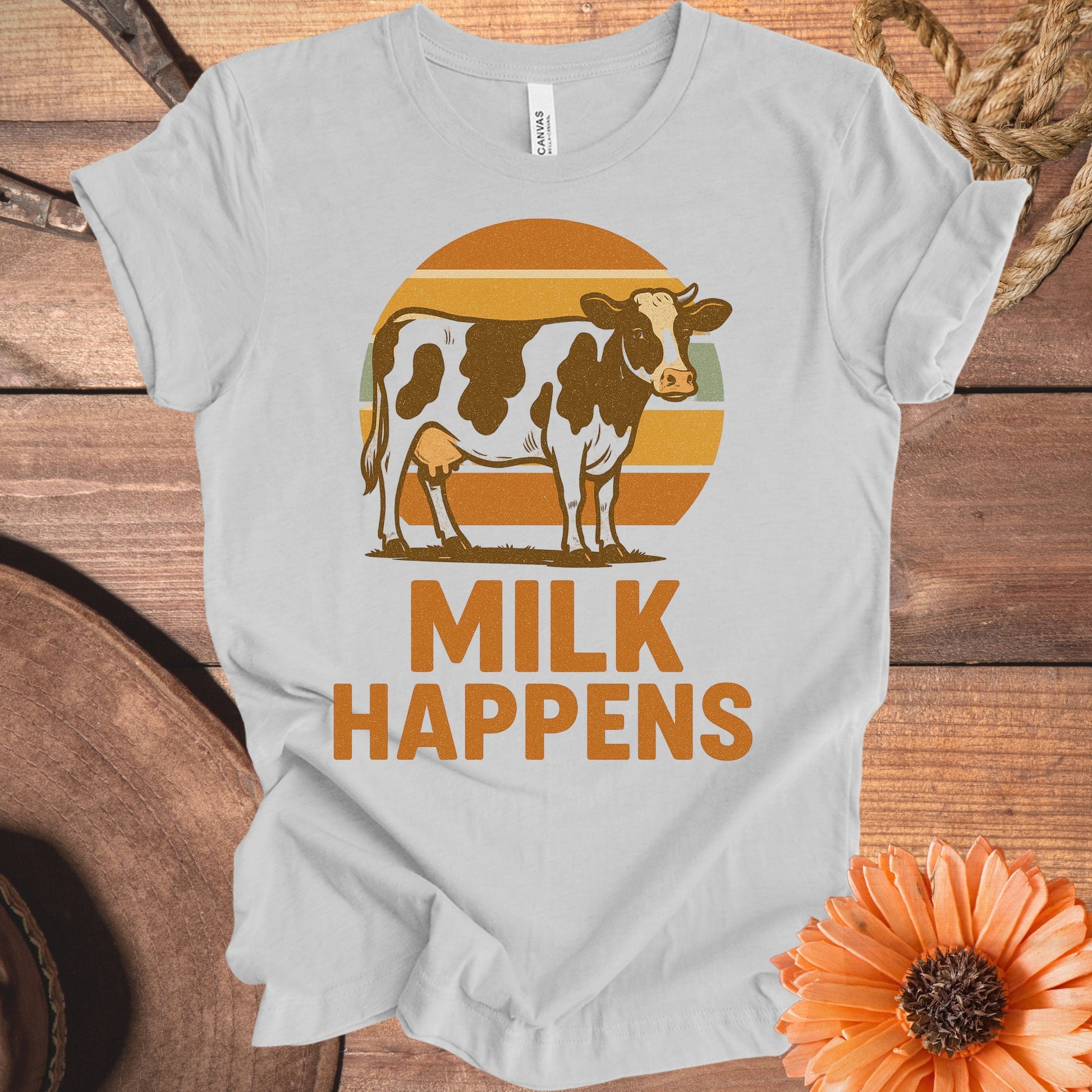 Hilarious Milk Happens Cow Graphic Tee Shirt product