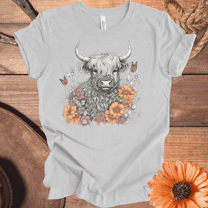 Field of Flowers Highland Cow Tee