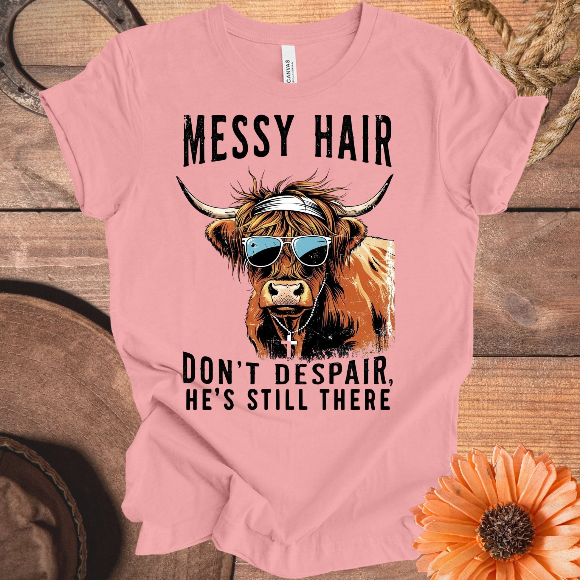 Funny Messy Hair Cow T-Shirt Novelty Graphic Shirt product type