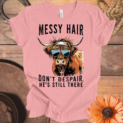 Funny Messy Hair Cow T-Shirt Novelty Graphic Shirt product type
