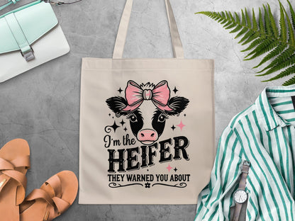 I'm the Heifer They Warned You About Tote Bag product type