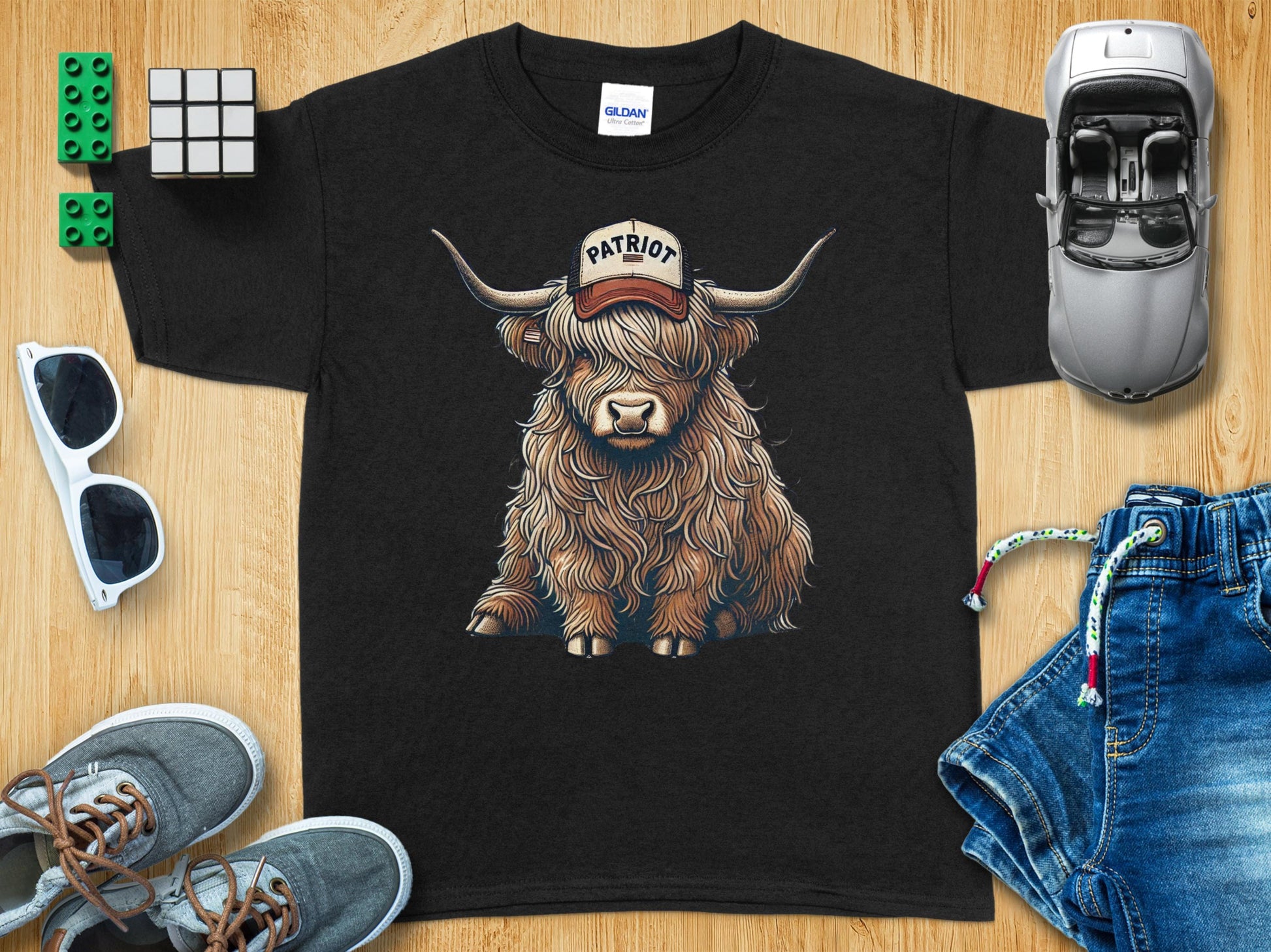Highland Cow Wearing Patriot Hat Graphic T-Shirt product