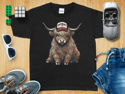 Highland Cow Wearing Patriot Hat Graphic T-Shirt product