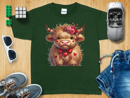 Cute Highland Cow with Floral Accents T-Shirt product type