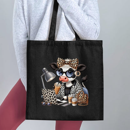 Cute Cow Holding Coffee Artistic Tote Bag product type