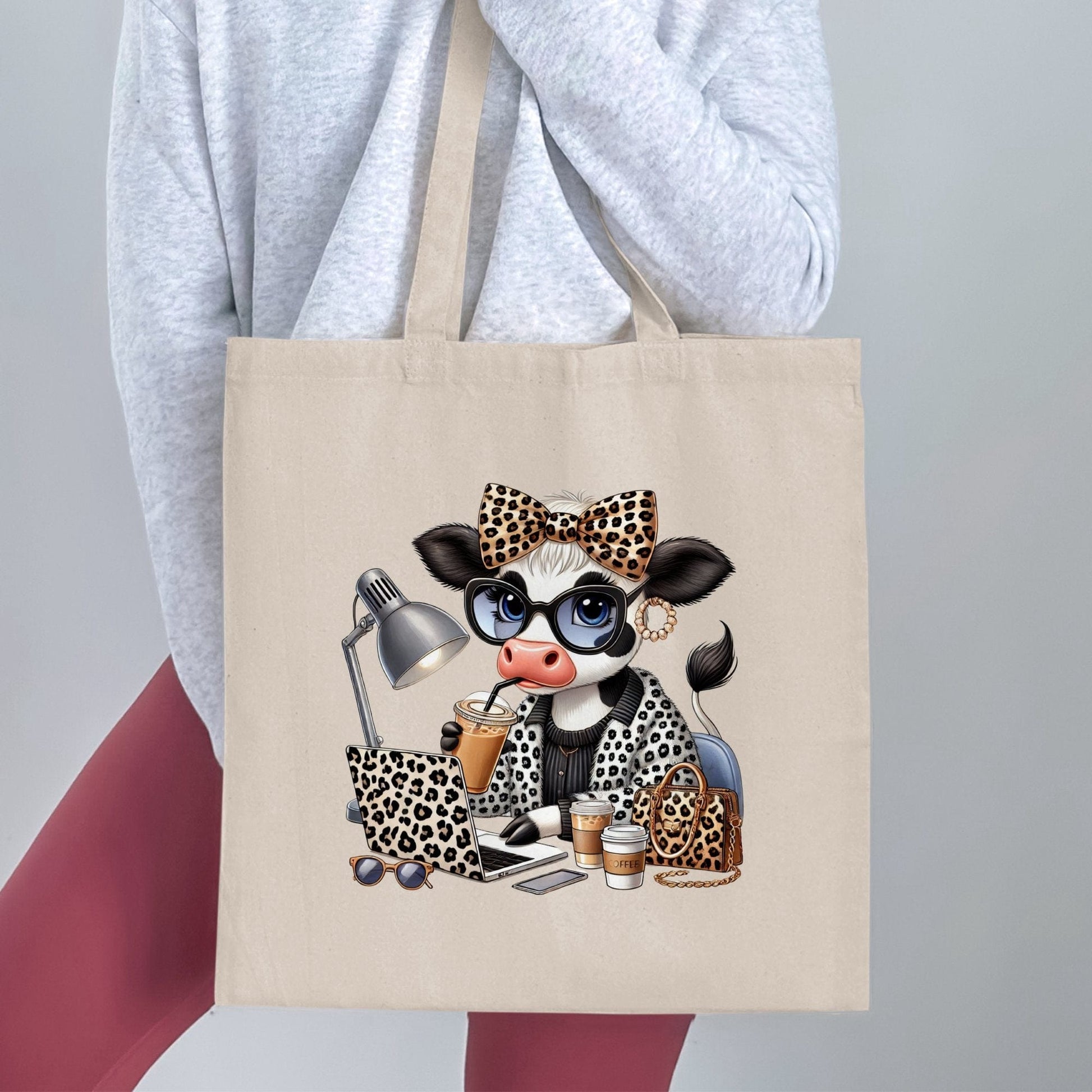 Stylish Cow With Accessories Tote Bag product type