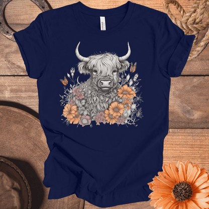 Field of Flowers Highland Cow Tee