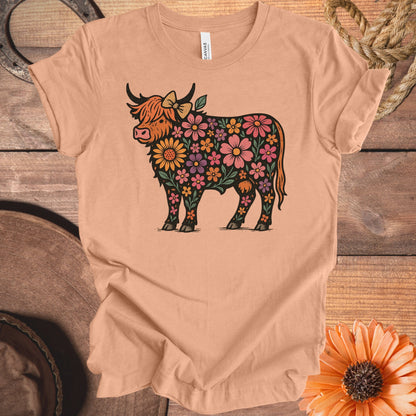 Floral Highland Cow Graphic T-Shirt product