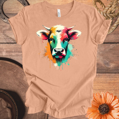 Colorful Abstract Cow Face Graphic Tee product