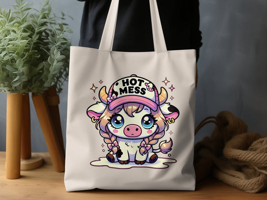 Hot Mess Adorable Cartoon Cow Tote Bag product