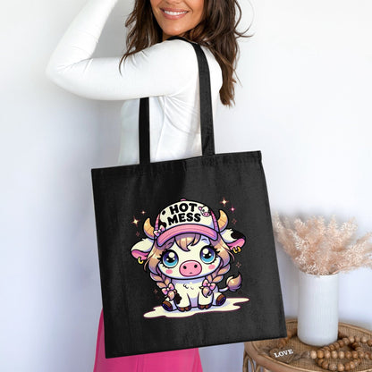Hot Mess Cute Cartoon Cow Print Tote Bag product type