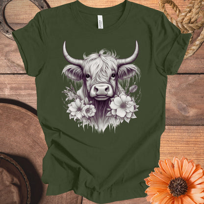 Highland Cow Floral Graphic Printed T-Shirt product