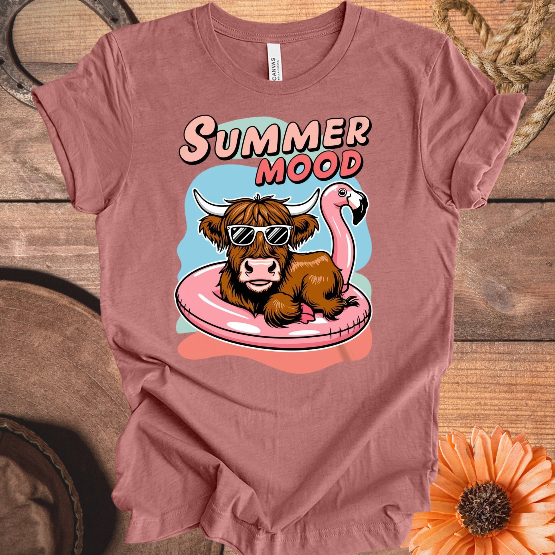 Summer Mood Funny Cow Flamingo T-Shirt product type