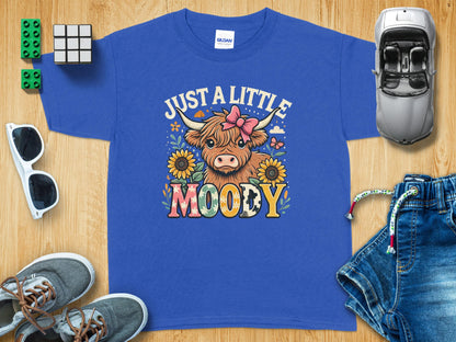 Just a Little Moody Highland Cow Kids T-Shirt product type