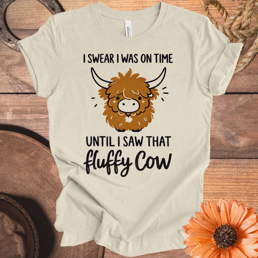 Funny Fluffy Cow Graphic Print T-Shirt product type