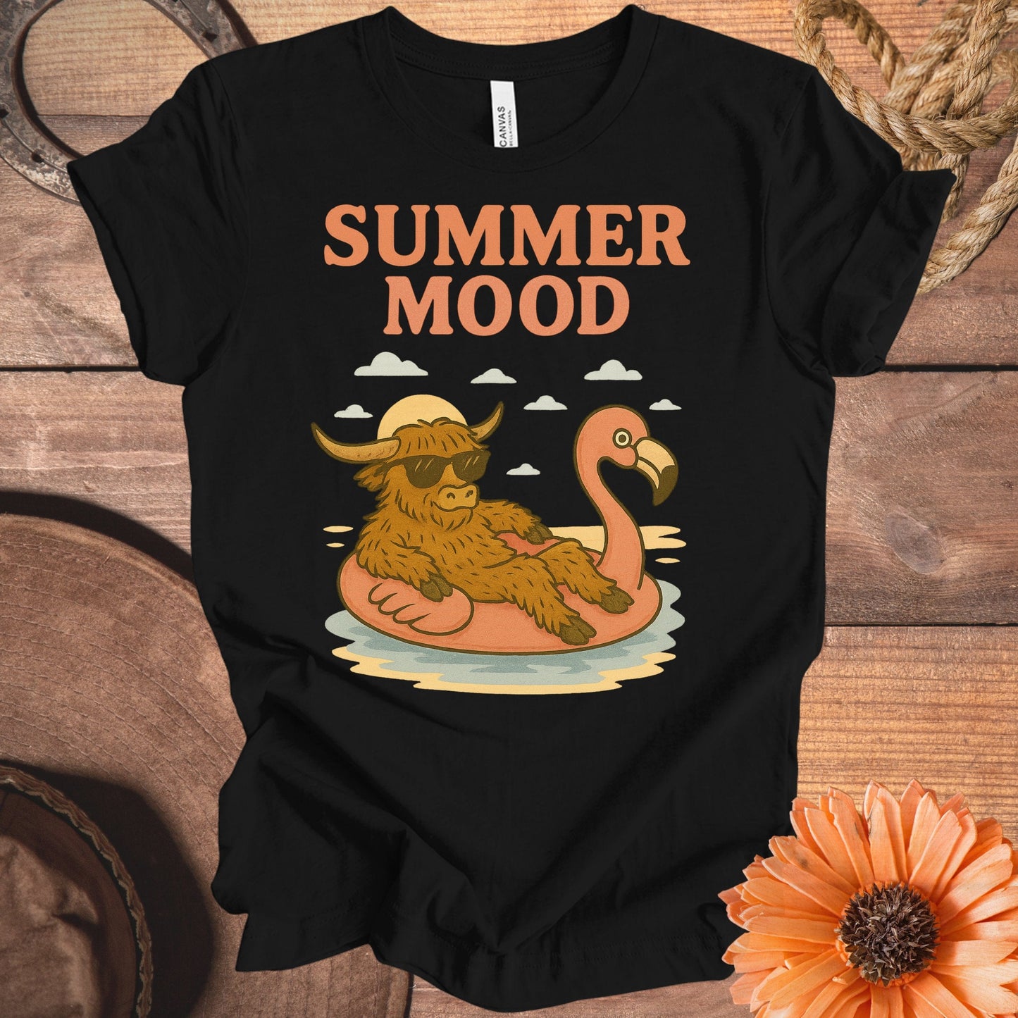 Summer Mood Cow on Flamingo Float T-shirt product