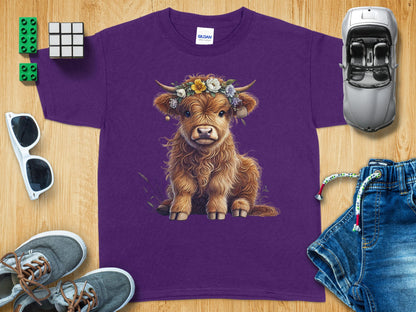 Cute Highland Cow with Flower Crown T-Shirt product