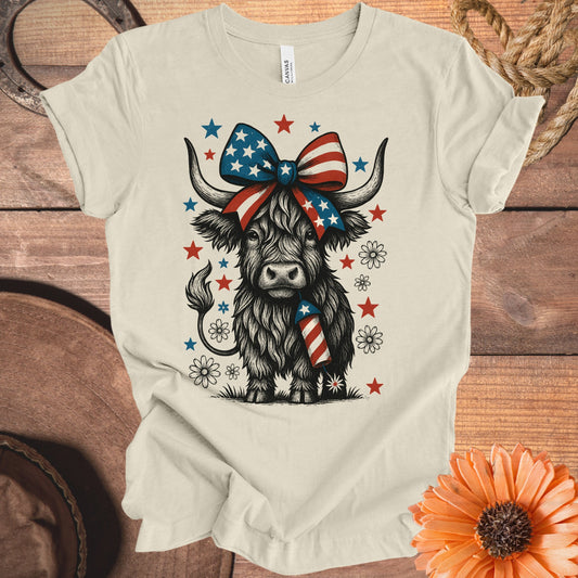 Patriotic Highland Cow Graphic Unisex Round Neck product type