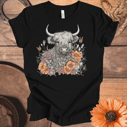 Field of Flowers Highland Cow Tee