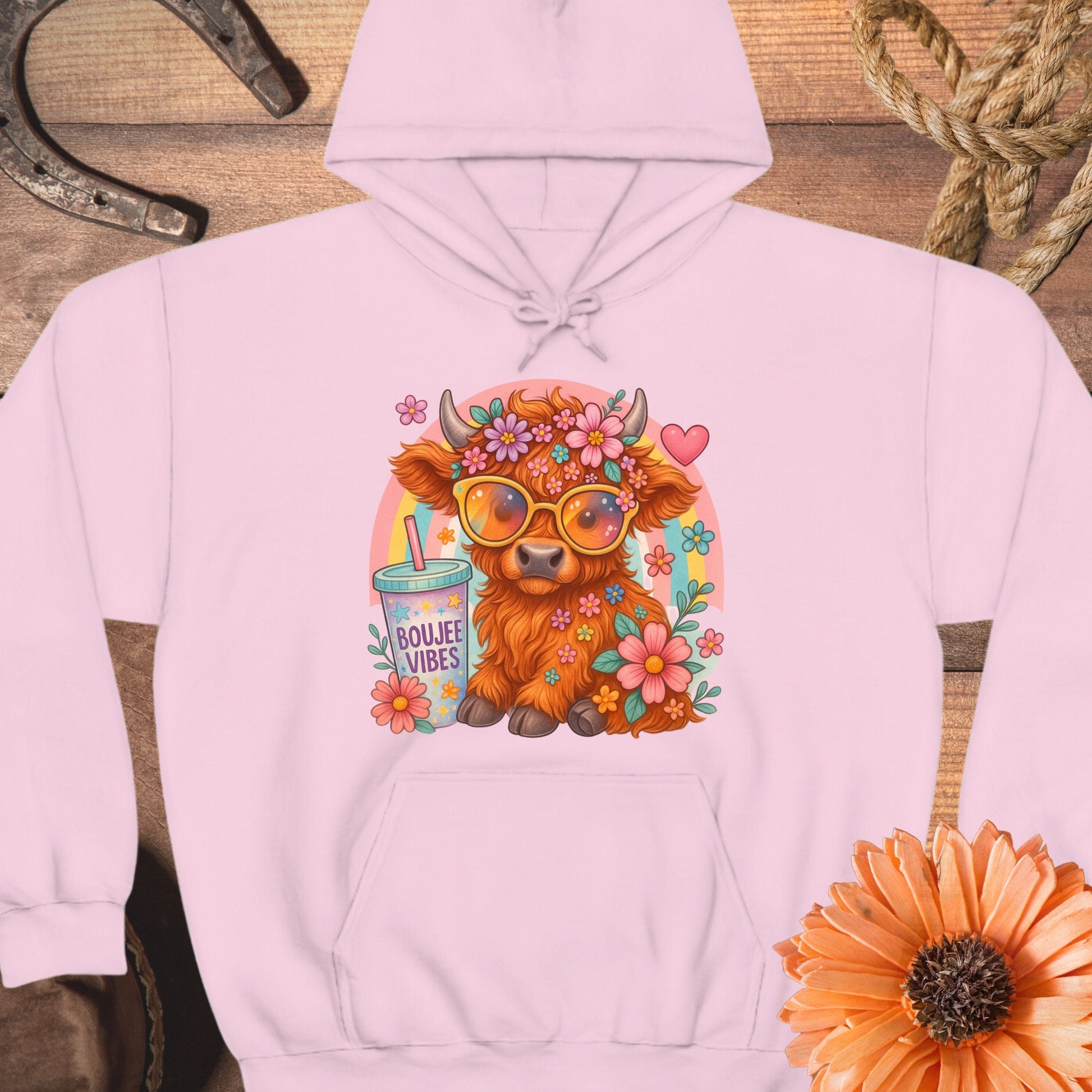 Boujee Vibes Cute Flower Cow Graphic Hoodie product type