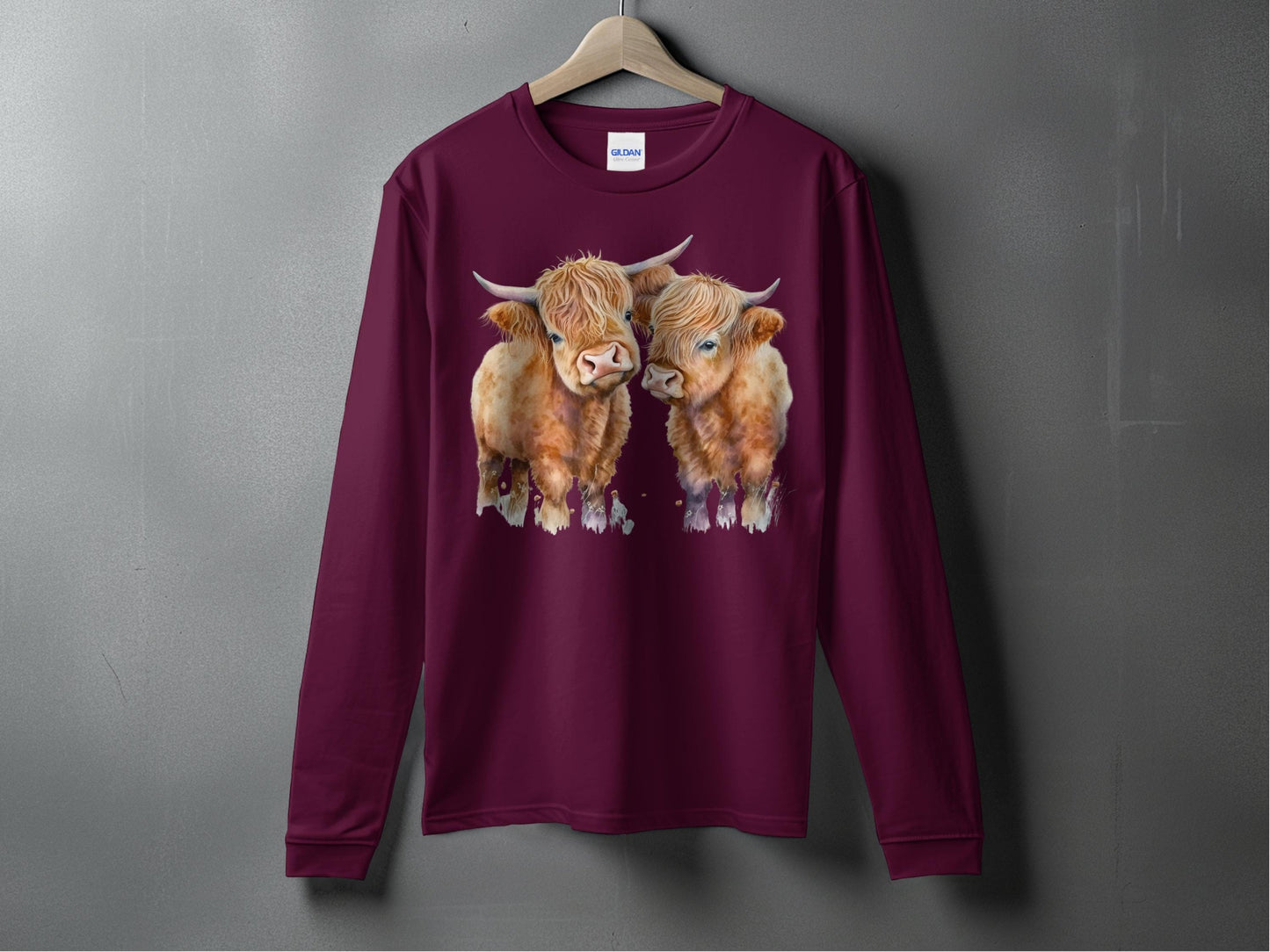 Highland Cow Illustration Long Sleeve Shirt product type