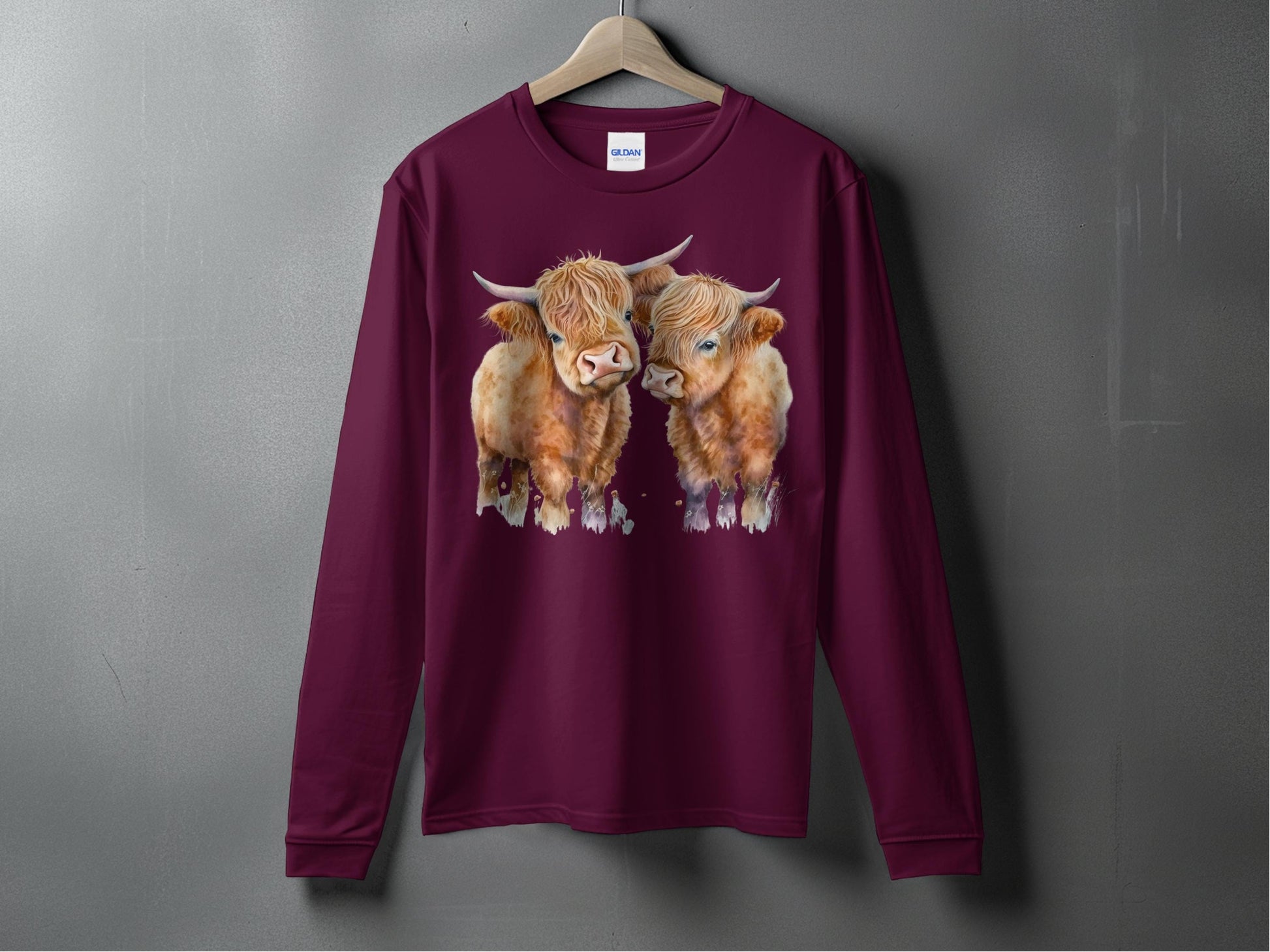 Highland Cow Illustration Long Sleeve Shirt product type
