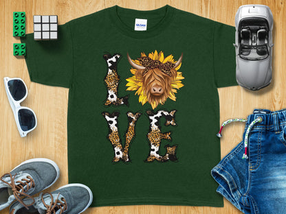 Love Highland Cow Sunflower Graphic T-Shirt product type