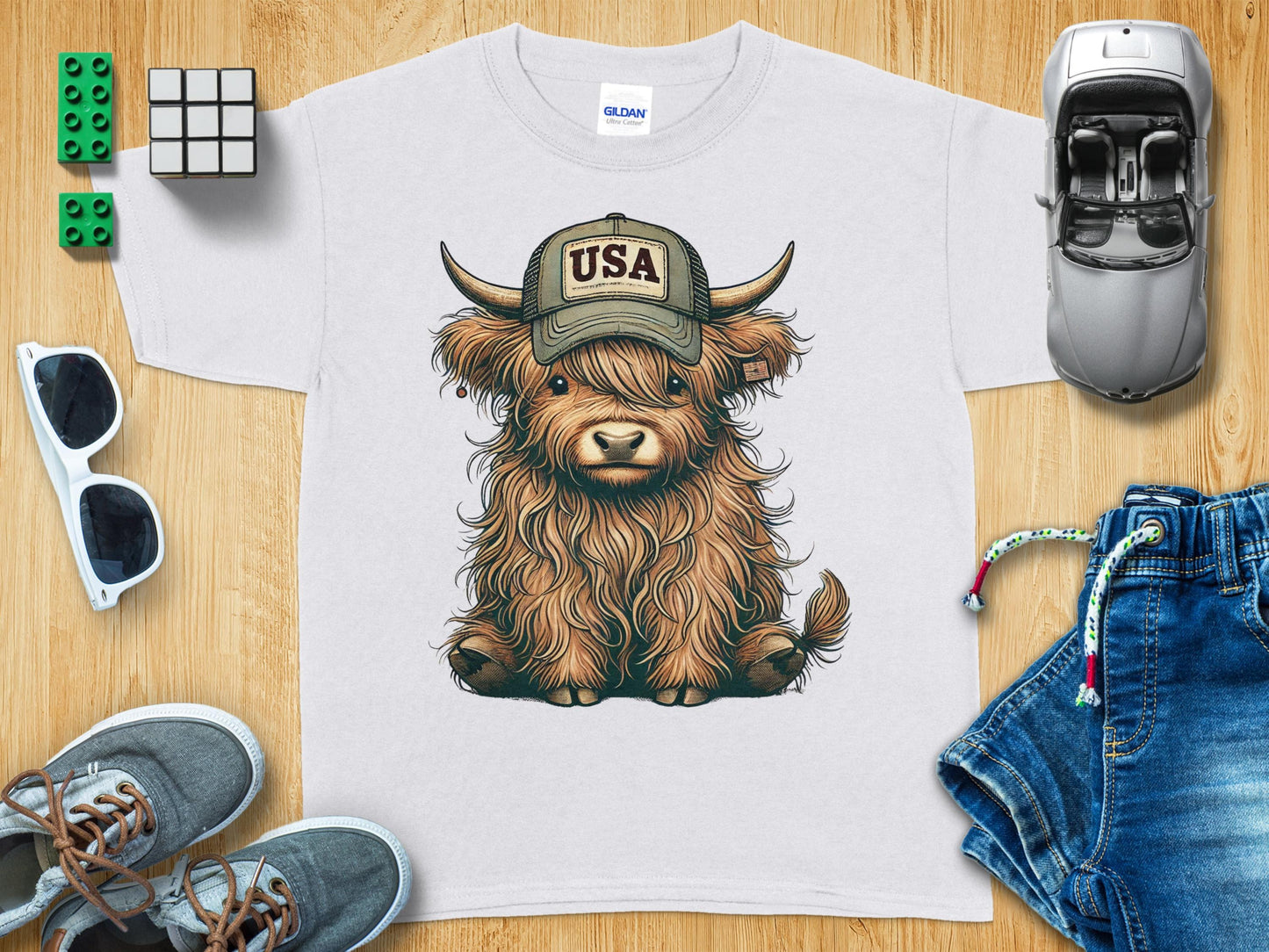 Cute Highland Cow with USA Hat Youth T-Shirt product