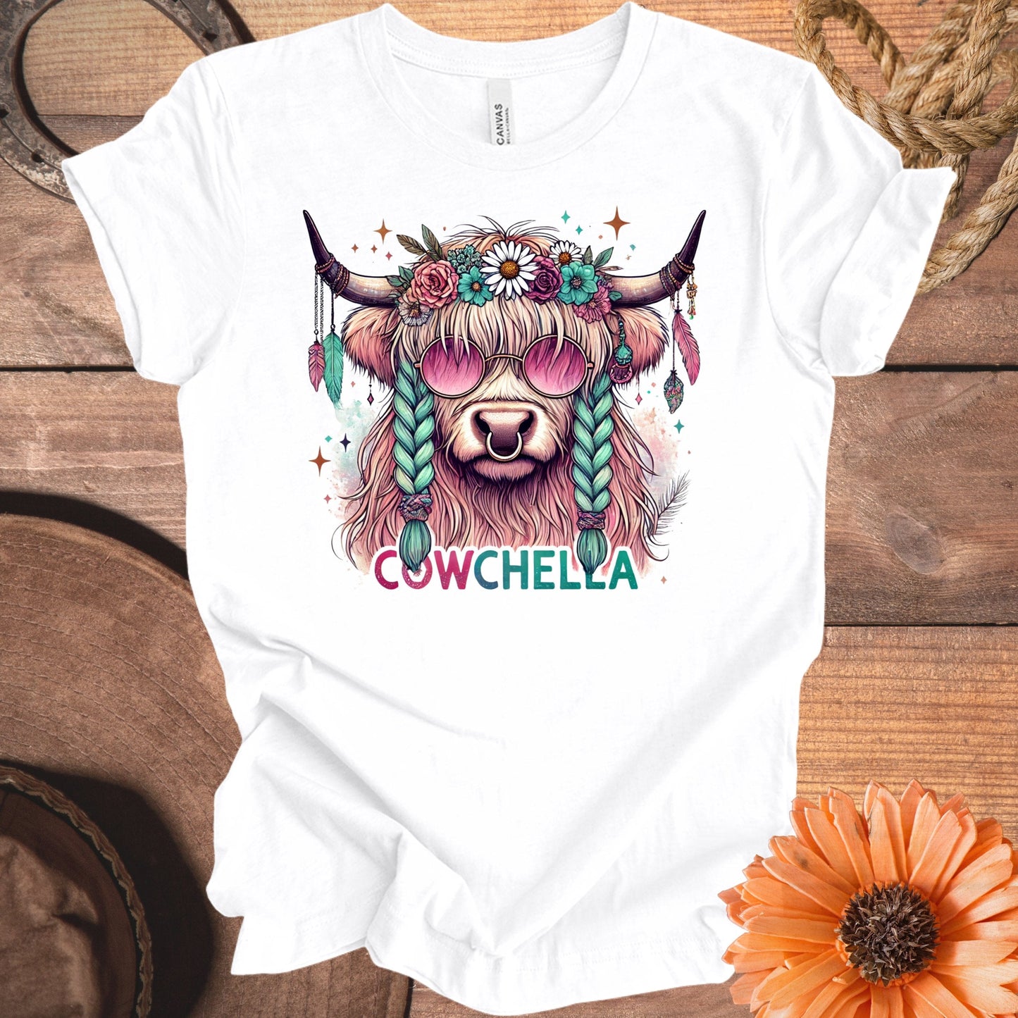 Cowchella Highland Cow Tee Shirt product type