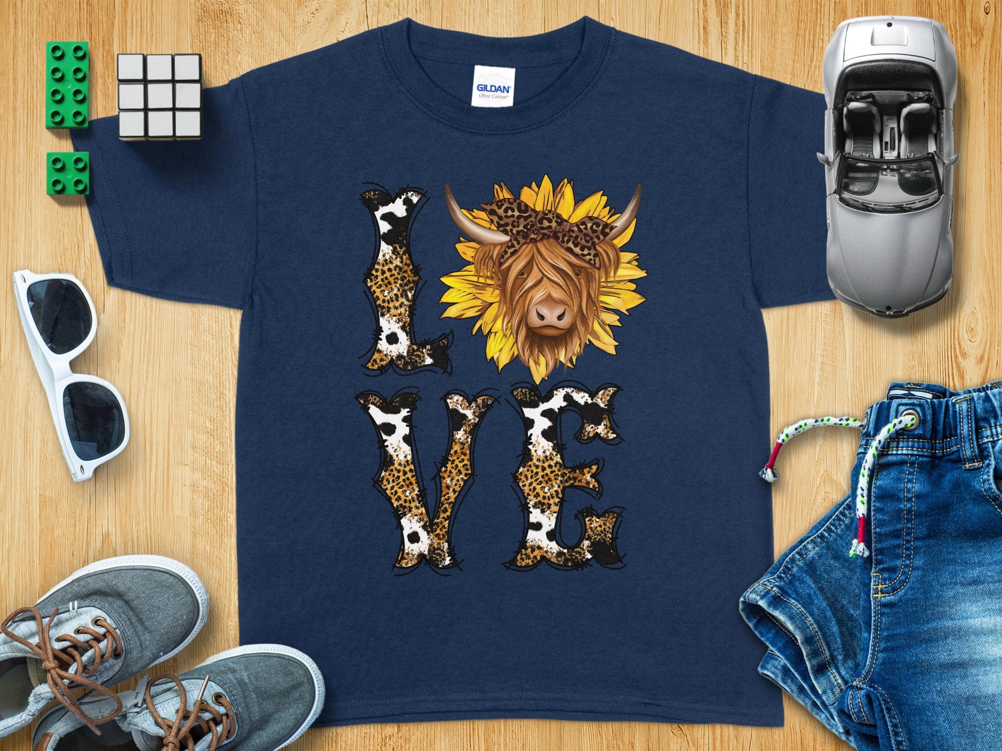 Love Highland Cow Sunflower Graphic T-Shirt product type