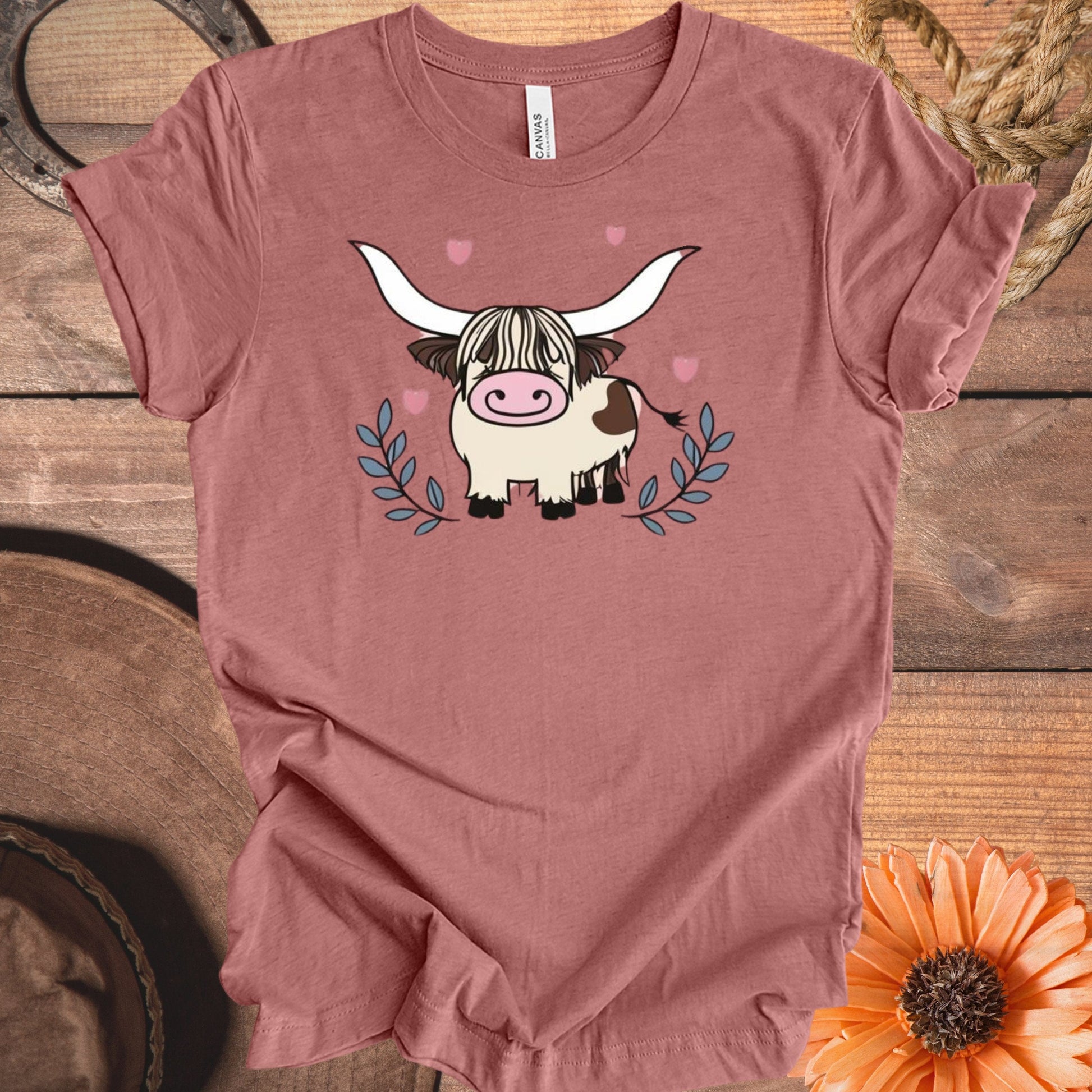 Cute Highland Cow Graphic Print Tee shirt product type