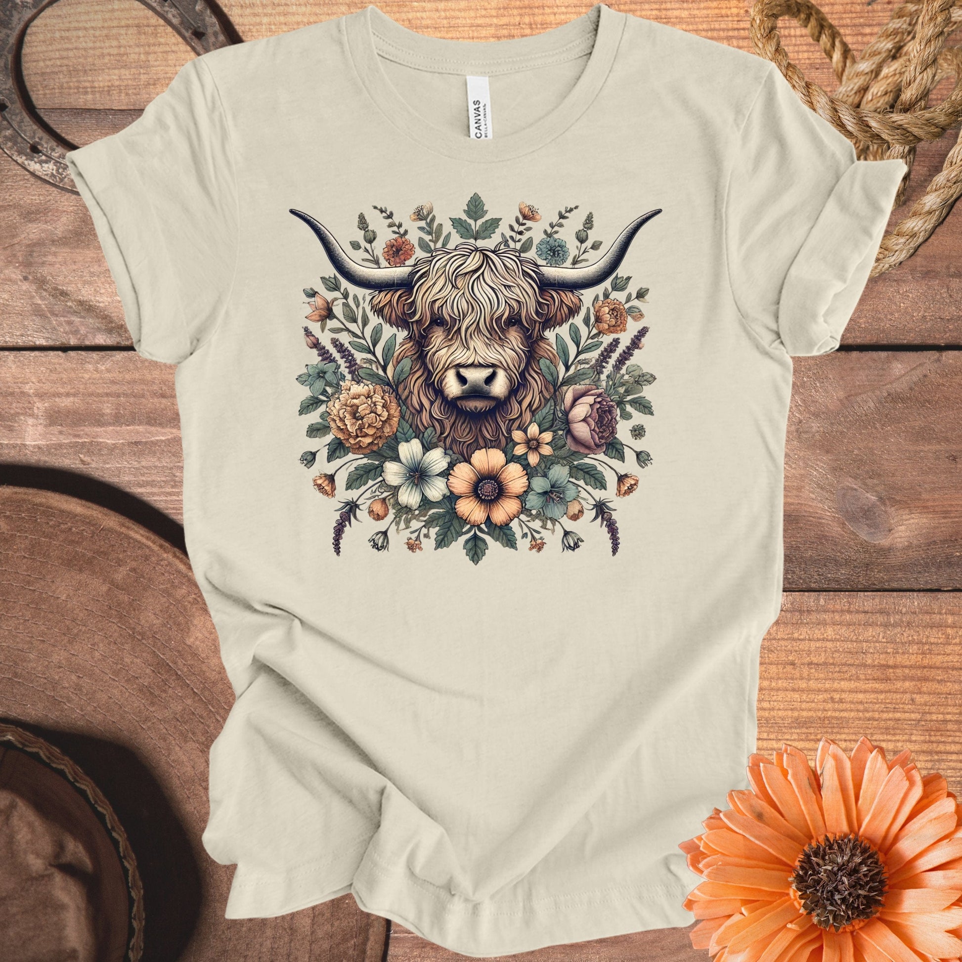 Highland Cow Floral Graphic Tee product type