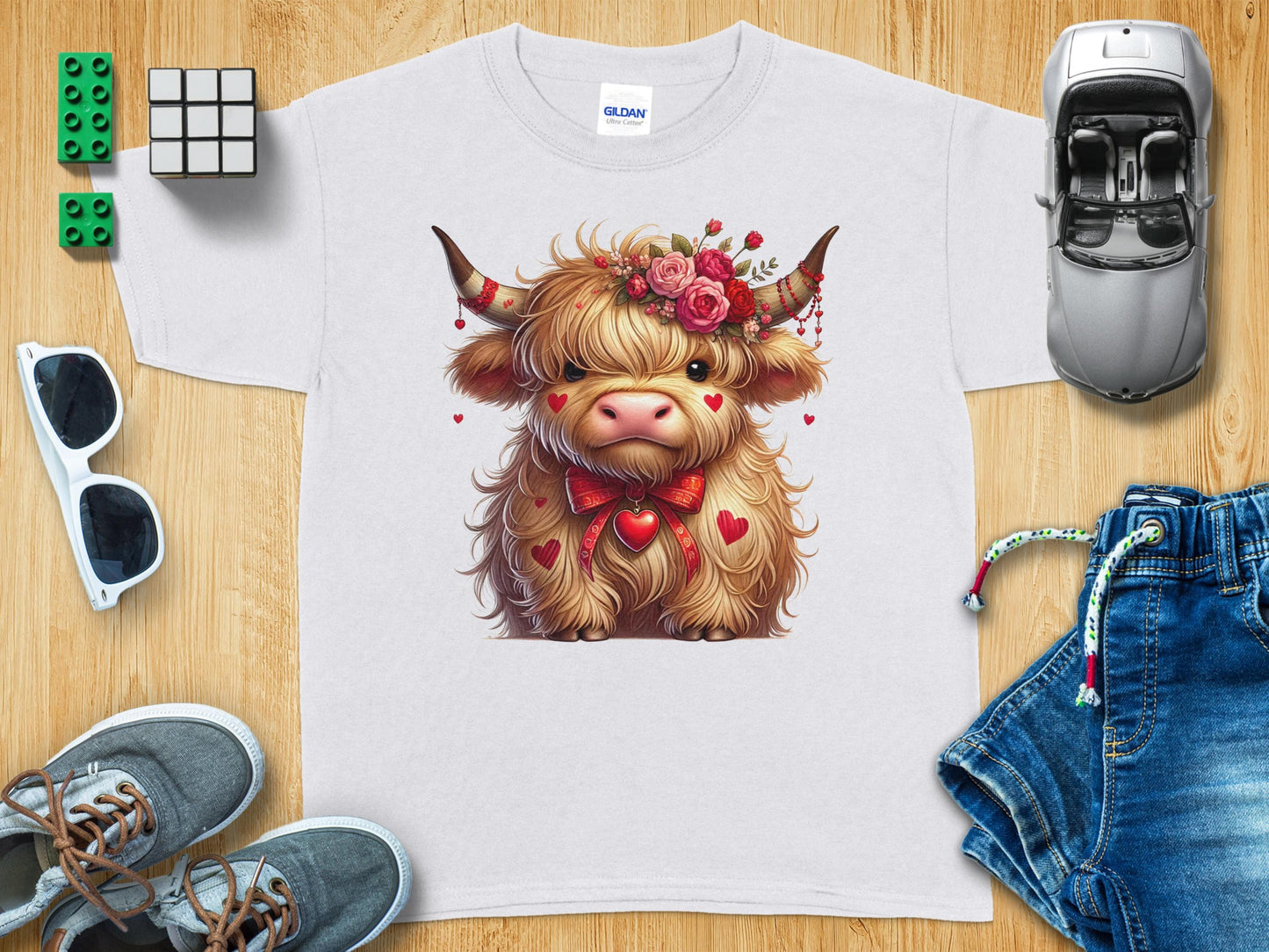 Cute Highland Cow Wearing Flower Crown Graphic T-shirt product