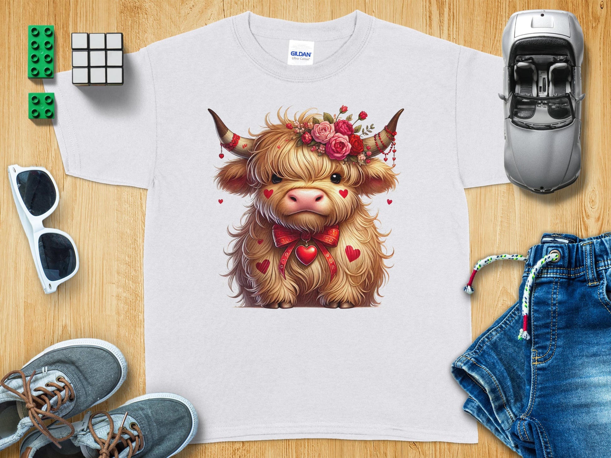 Cute Highland Cow Wearing Flower Crown Graphic T-shirt product