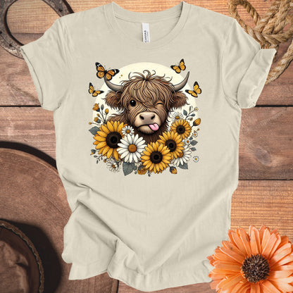 Highland Cow Sunflower and Butterflies Shirt product type