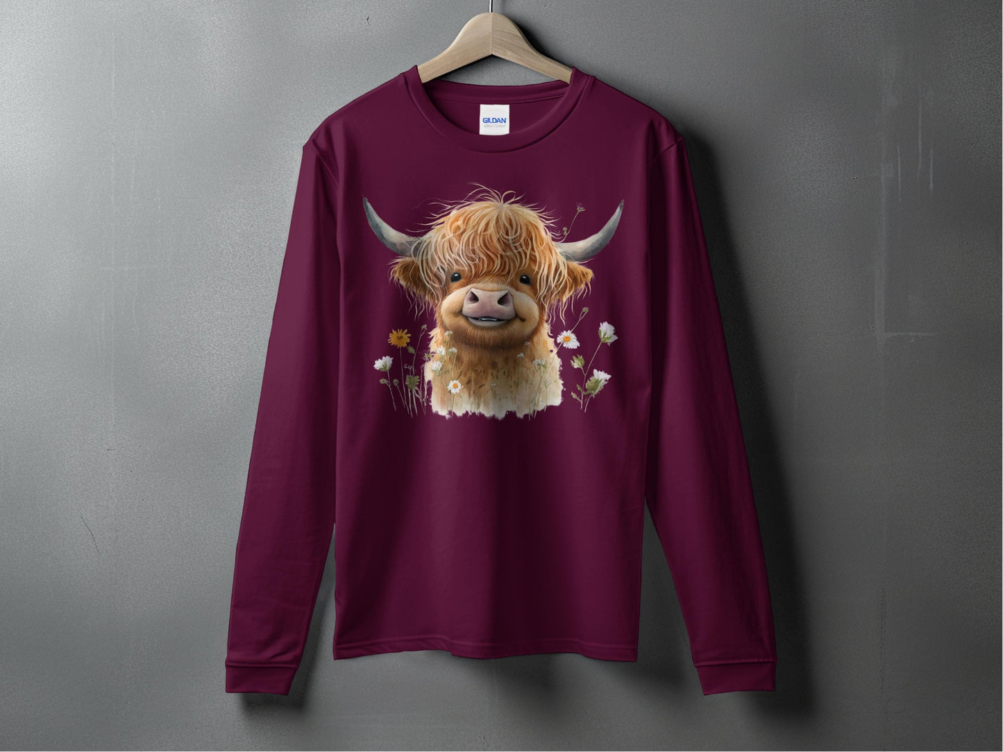 Adorable Highland Cow Design Graphic Long Sleeve product