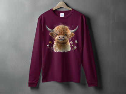 Adorable Highland Cow Design Graphic Long Sleeve product